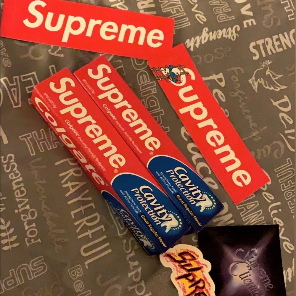 Supreme 2Pack toothpaste and sticker bundle